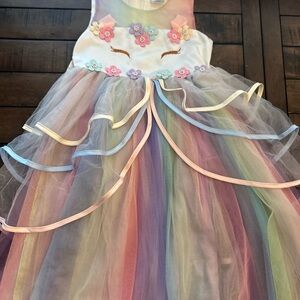 Colorful Unicorn Dress with Floral Details